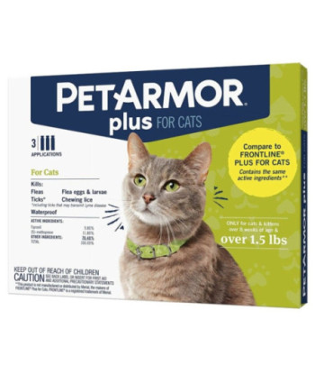 PetArmor Plus Flea and Tick Treatment for Cats (Over 1.5 Pounds) - 3 count