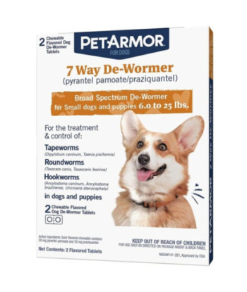 PetArmor 7 Way De-Wormer for Small Dogs and Puppies (6-25 Pounds) - 2 count