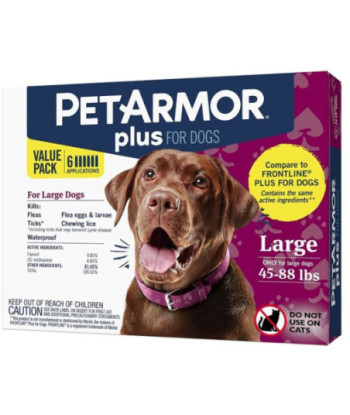 PetArmor Plus Flea and Tick Treatment for Large Dogs (45-88 Pounds) - 6 count