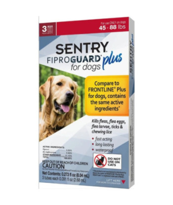Sentry Fiproguard Plus IGR for Dogs & Puppies - Large - 3 Applications - (Dogs 45-88 lbs)