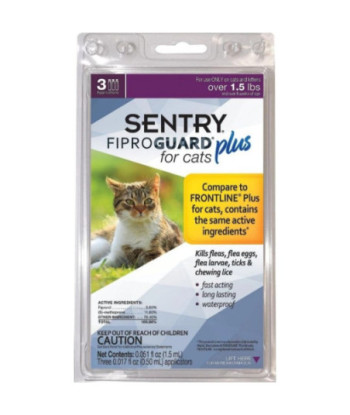 Sentry Fiproguard Plus for Cats & Kittens - 3 Applications - (Cats over 1.5 lbs)