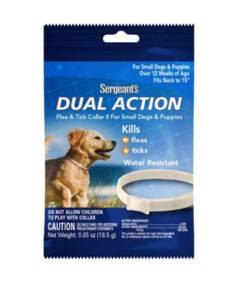 Sergeants Dual Action Flea and Tick Collar II for Small Dogs and Puppies Neck Size 15in.  - 1 count