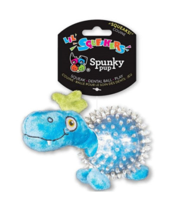 Spunky Pup Lil Squeakers Dino In Cear Spiky Ball Dog Toy Assorted Colors - 1 count