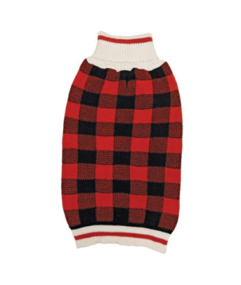 Fashion Pet Plaid Dog Sweater - Red - Medium (14in. -19in.  Neck to Tail)