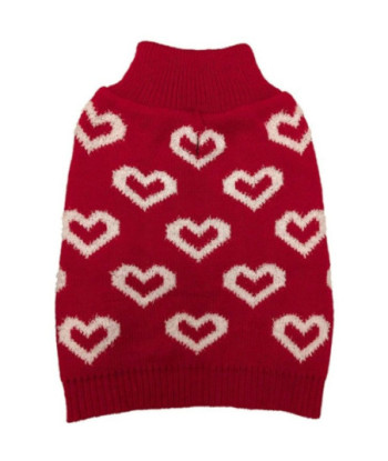 Fashion Pet All Over Hearts Dog Sweater Red - Large