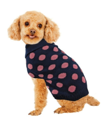 Fashion Pet Contrast Dot Dog Sweater Pink - X-Small