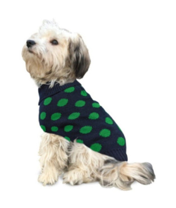 Fashion Pet Contrast Dot Dog Sweater Green - Medium
