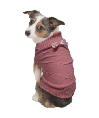 Fashion Pet Flirty Pearl Dog Sweater Pink - Medium