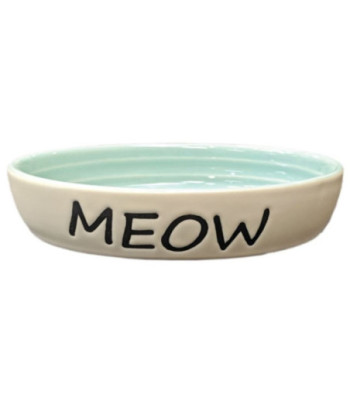 Spot Oval Green Meow Dish 6in. - 1 count