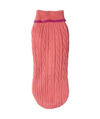 Fashion Pet Cable Knit Dog Sweater - Pink - Medium (14in. -19in.  From Neck Base to Tail)