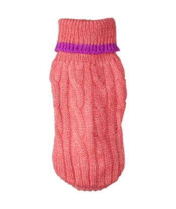 Fashion Pet Cable Knit Dog Sweater - Pink - XXX-Small (4in.  From Neck Base to Tail)