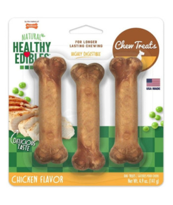 Nylabone Healthy Edibles Wholesome Dog Chews - Chicken Flavor - Regular - 4.5in.  Long (3 Pack)