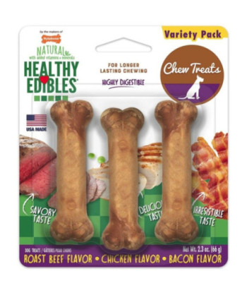 Nylabone Healthy Edibles Wholesome Dog Chews - Variety Pack - Petite (3 Pack)