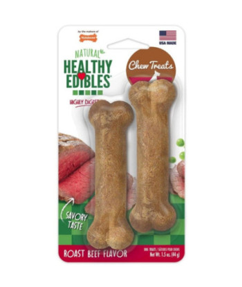 Nylabone Healthy Edibles Wholesome Dog Chews - Roast Beef Flavor - Petite (2 Pack)