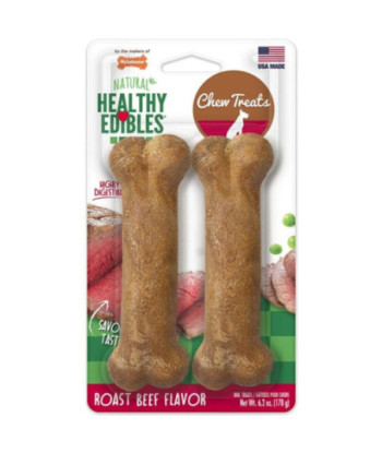 Nylabone Healthy Edibles Wholesome Dog Chews - Roast Beef Flavor - Wolf (2 Pack)