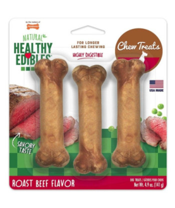 Nylabone Healthy Edibles Wholesome Dog Chews - Roast Beef Flavor - Regular (3 Pack)
