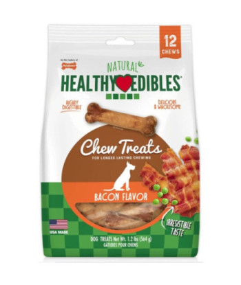 Nylabone Healthy Edibles Wholesome Dog Chews - Bacon Flavor - Regular (12 Pack Pouch)