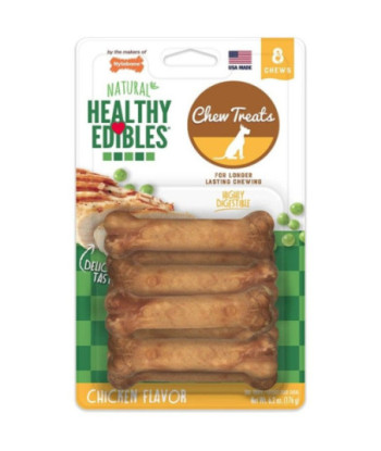 Nylabone Healthy Edibles Wholesome Dog Chews - Chicken Flavor - Petite - 3.75in.  Long (8 Pack)