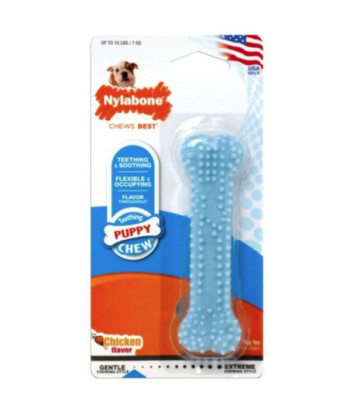 Nylabone Puppy Chew Dental Bone Chew Toy - Blue - 3.75in.  Chew - (For Puppies up to 15 lbs)