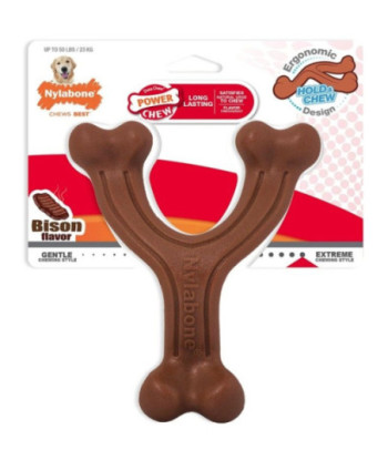 Nylabone Power Chew Wishbone Dog Chew Toy Bison Flavor - Giant - 1 count