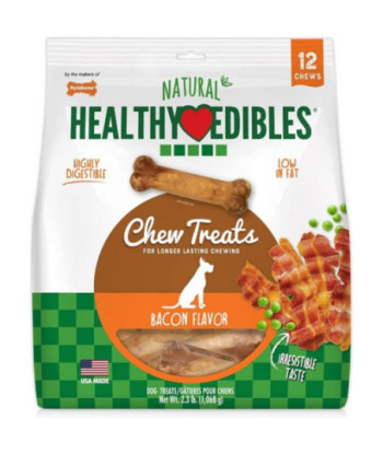 Nylabone Healthy Edibles Wholesome Dog Chews - Bacon Flavor - Wolf (12 Pack)