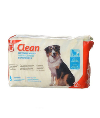 Dog It Clean Disposable Diapers - Large - 12 Pack - 35-55 lb Dogs - (18-22.5in.  Waist)