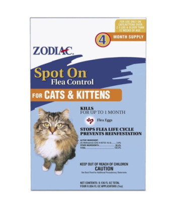 Zodiac Spot on Flea Controller for Cats & Kittens - 4 Pack