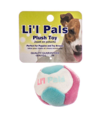 Lil Pals Multi Colored Plush Ball with Bell for Dogs - 1.5in.  Diameter