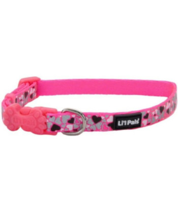 Li'L Pals Reflective Collar - Pink with Hearts - 6-8in. L x 3/8in. W