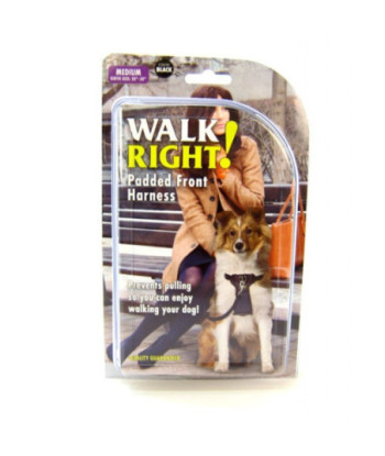 Coastal Pet Walk Right Padded Harness - Black - Medium (Girth Size 20in. -30in. )