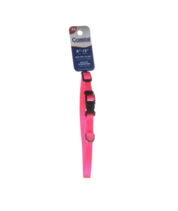 Tuff Collar Nylon Adjustable Collar - Neon Pink - 8in. -12in.  Long x 3/8in.  Wide