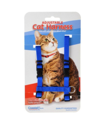 Tuff Collar Nylon Adjustable Cat Harness - Blue - Girth Size 10in.-18in.