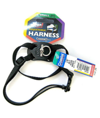 Coastal Pet Size Right Adjustable Nylon Harness - Black - X-Small (Girth Size 10in. -18in. )