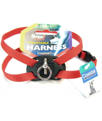 Coastal Pet Size Right Nylon Adjustable Harness - Red - X-Small - (Girth Size 10in. -18in. )