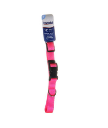Tuff Collar Nylon Adjustable Collar - Neon Pink - 10in. -14in.  Long x 5/8in.  Wide