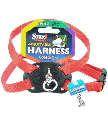 Coastal Pet Size Right Nylon Adjustable Harness - Red - Small - (Girth Size 18in. -24in. )