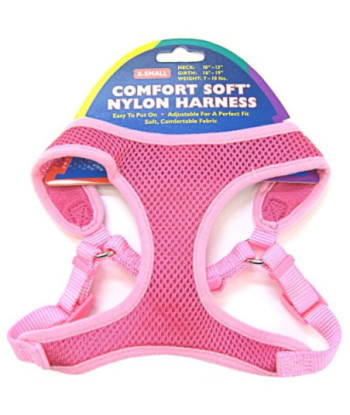 Coastal Pet Comfort Soft Adjustable Harness - Bright Pink - X-Small - Dogs 7-10 lbs - (Girth Size 16in. -19in. )