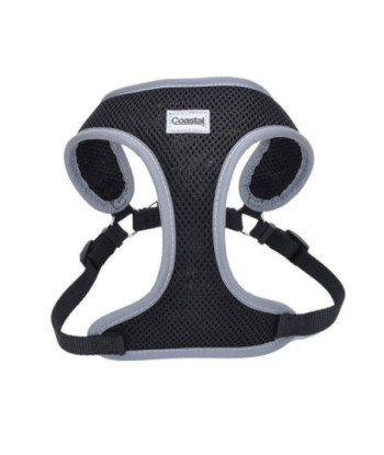 Coastal Pet Comfort Soft Reflective Wrap Adjustable Dog Harness - Black - X-Small - 16-19in.  Girth - (5/8in.  Straps)