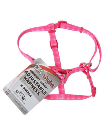 Pet Attire Styles Polka Dot Pink Comfort Wrap Adjustable Dog Harness - Fits 12in. -18in.  Girth - (3/8in.  Straps)