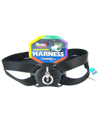 Coastal Pet Size Right Nylon Adjustable Harness - Black - Large (Girth Size 28in. -36in. )