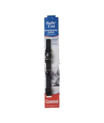 Coastal Pet Safe Cat Nylon Adjustable Breakaway Collar - Black - 8in.-12in. Neck