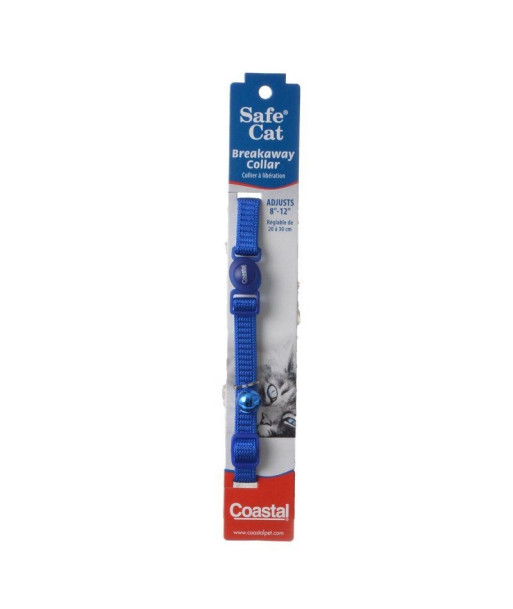 Coastal Pet Safe Cat Nylon Adjustable Breakaway Collar - Blue - 8in.-12in. Neck