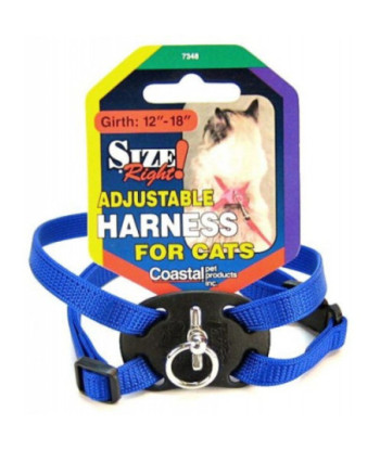 Coastal Pet Size Right Nylon Adjustable Cat Harness - Blue - Girth Size 12in.-18in.