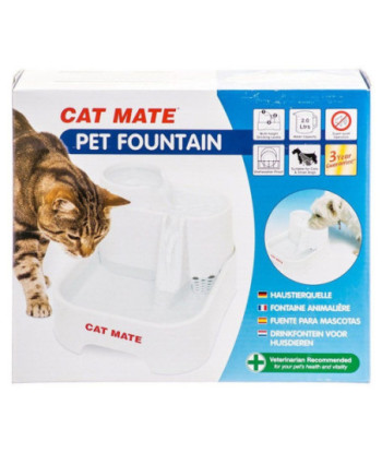 Cat Mate Pet Fountain - White - 10.5in.L x 6.8in.W x 8.8in.H (70 Ounces)