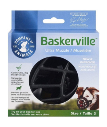 Baskerville Ultra Muzzle for Dogs - Size 3 - Dogs 25-45 lbs - (Nose Circumference 11in. )