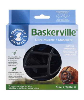 Baskerville Ultra Muzzle for Dogs - Size 4 - Dogs 40-65 lbs - (Nose Circumference 12.3in. )