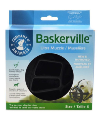 Baskerville Ultra Muzzle for Dogs - Size 5 - Dogs 60-90 lbs - (Nose Circumference 13.7in. )