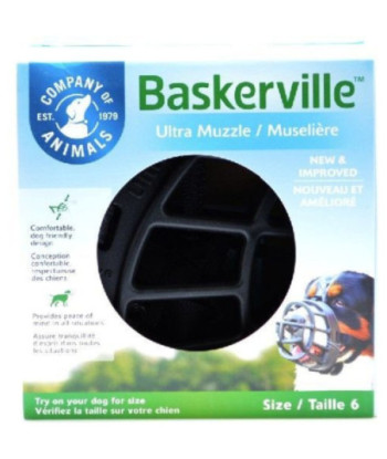Baskerville Ultra Muzzle for Dogs - Size 6 - Dogs 80-150 lbs - (Nose Circumference 16in. )